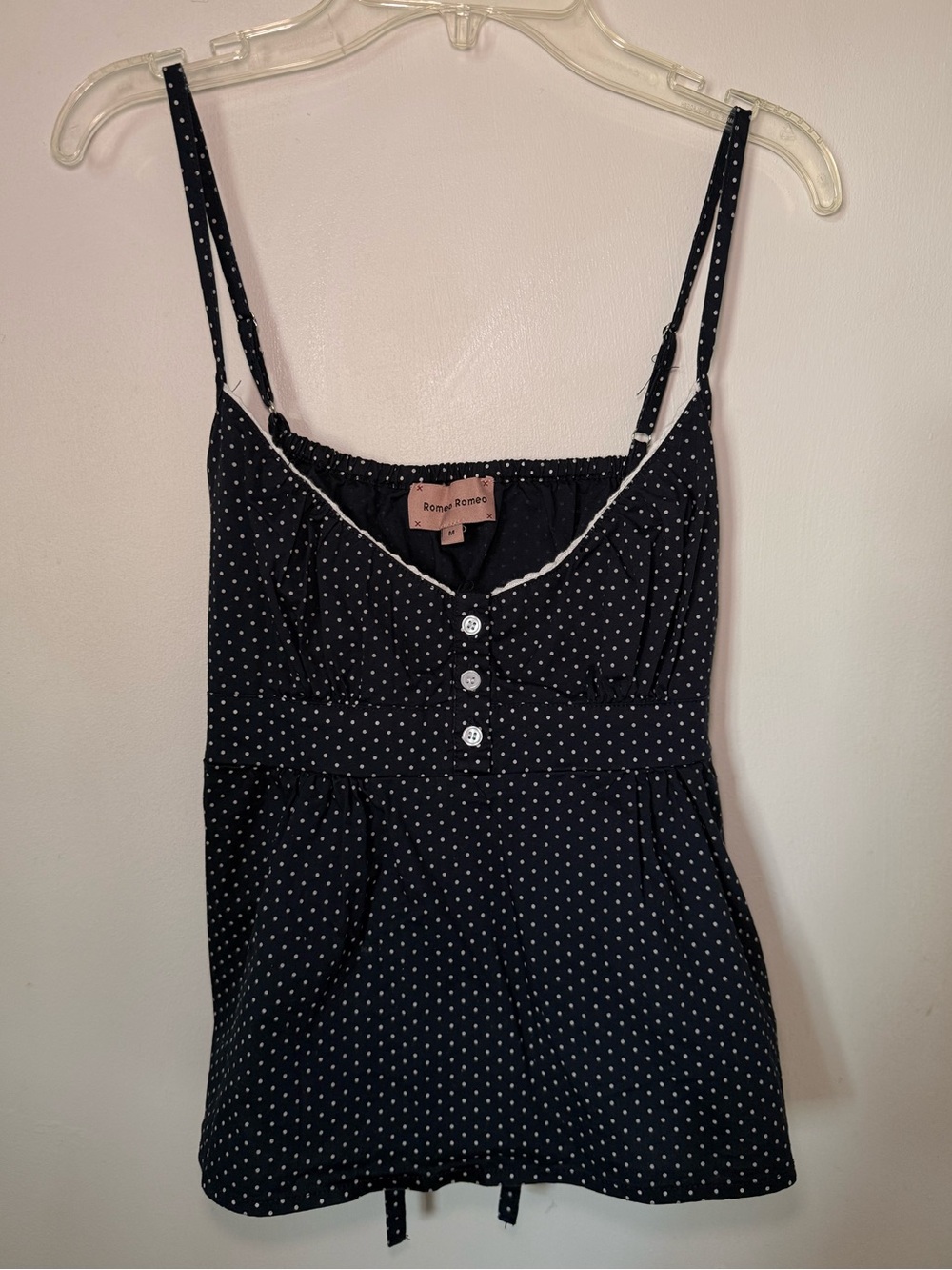 Navy Blue Polka Dot Spaghetti-Strap Cami